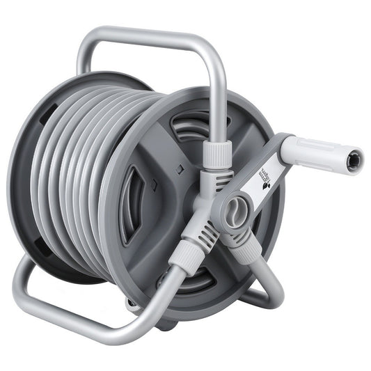 Green Fingers 20m Retractable Garden Hose Reel Heavy Duty 1/2" Hose Auto Rewind HR-WA-MNL-20M-PLS
