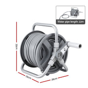 Green Fingers 20m Retractable Garden Hose Reel Heavy Duty 1/2" Hose Auto Rewind HR-WA-MNL-20M-PLS