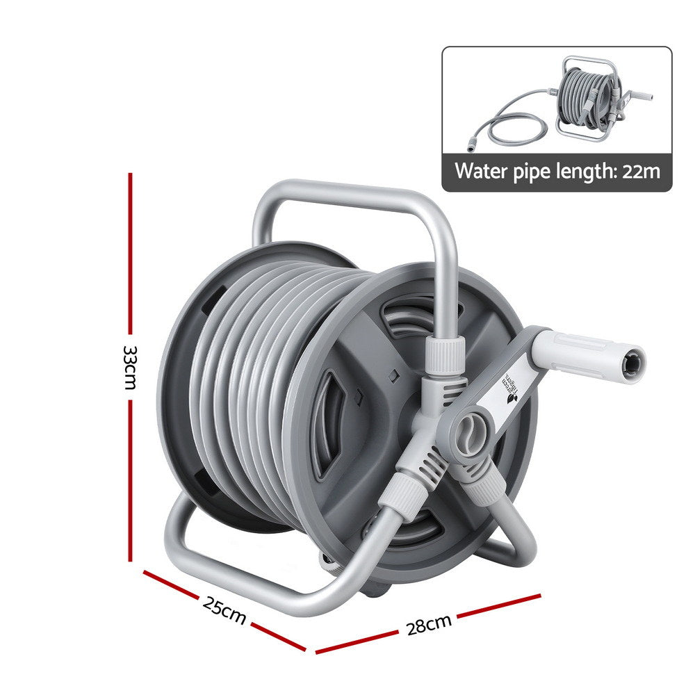 Green Fingers 20m Retractable Garden Hose Reel Heavy Duty 1/2" Hose Auto Rewind HR-WA-MNL-20M-PLS