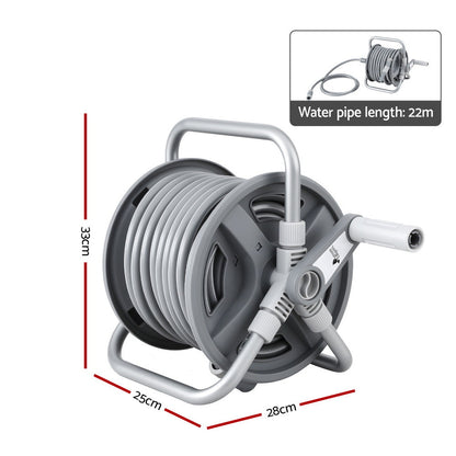 Green Fingers 20m Retractable Garden Hose Reel Heavy Duty 1/2" Hose Auto Rewind HR-WA-MNL-20M-PLS