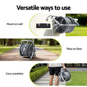 Green Fingers 20m Retractable Garden Hose Reel Heavy Duty 1/2" Hose Auto Rewind HR-WA-MNL-20M-PLS
