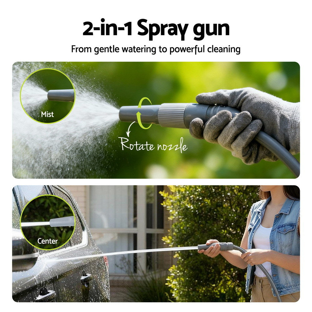 Green Fingers 20m Retractable Garden Hose Reel Heavy Duty 1/2" Hose Auto Rewind HR-WA-MNL-20M-PLS