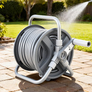 Green Fingers 20m Retractable Garden Hose Reel Heavy Duty 1/2" Hose Auto Rewind HR-WA-MNL-20M-PLS
