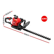 Giantz 25.4CC Petrol Hedge Trimmer 24" Dual Blade Tree Grass Garden Tool HT-26CC-24IN-RDBK