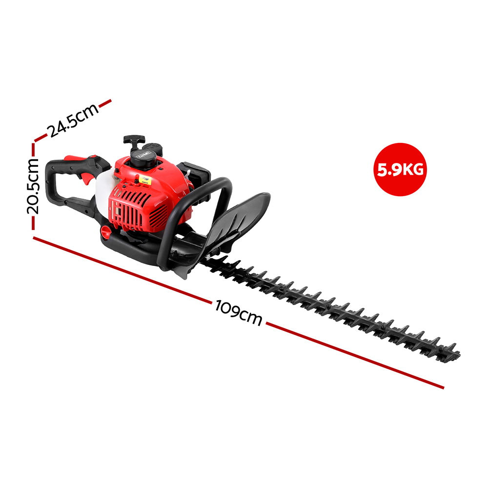 Giantz 25.4CC Petrol Hedge Trimmer 24" Dual Blade Tree Grass Garden Tool HT-26CC-24IN-RDBK
