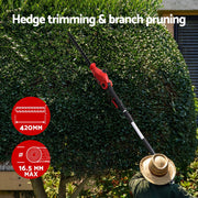 Giantz Cordless Pole Hedge Trimmer Garden Pruner Electric Cutter HT-POLE-20V-45-RDBK