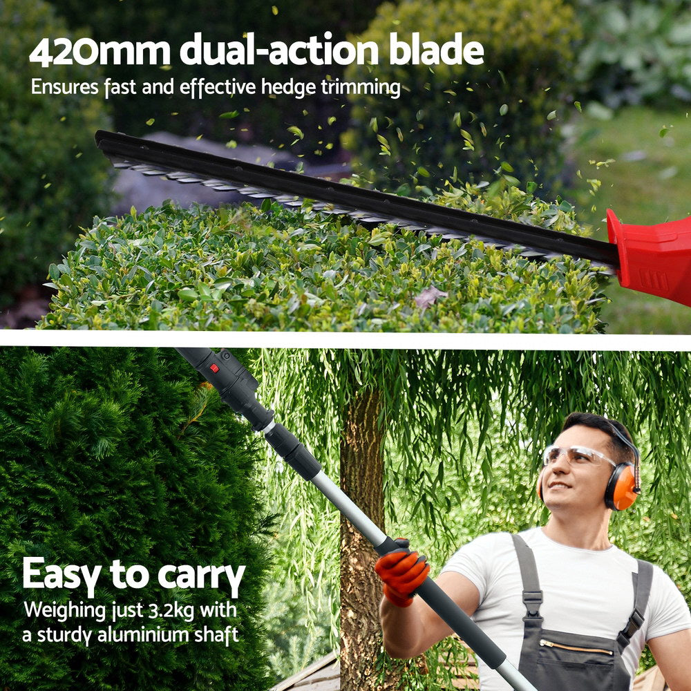 Giantz Cordless Pole Hedge Trimmer Garden Pruner Electric Cutter HT-POLE-20V-45-RDBK