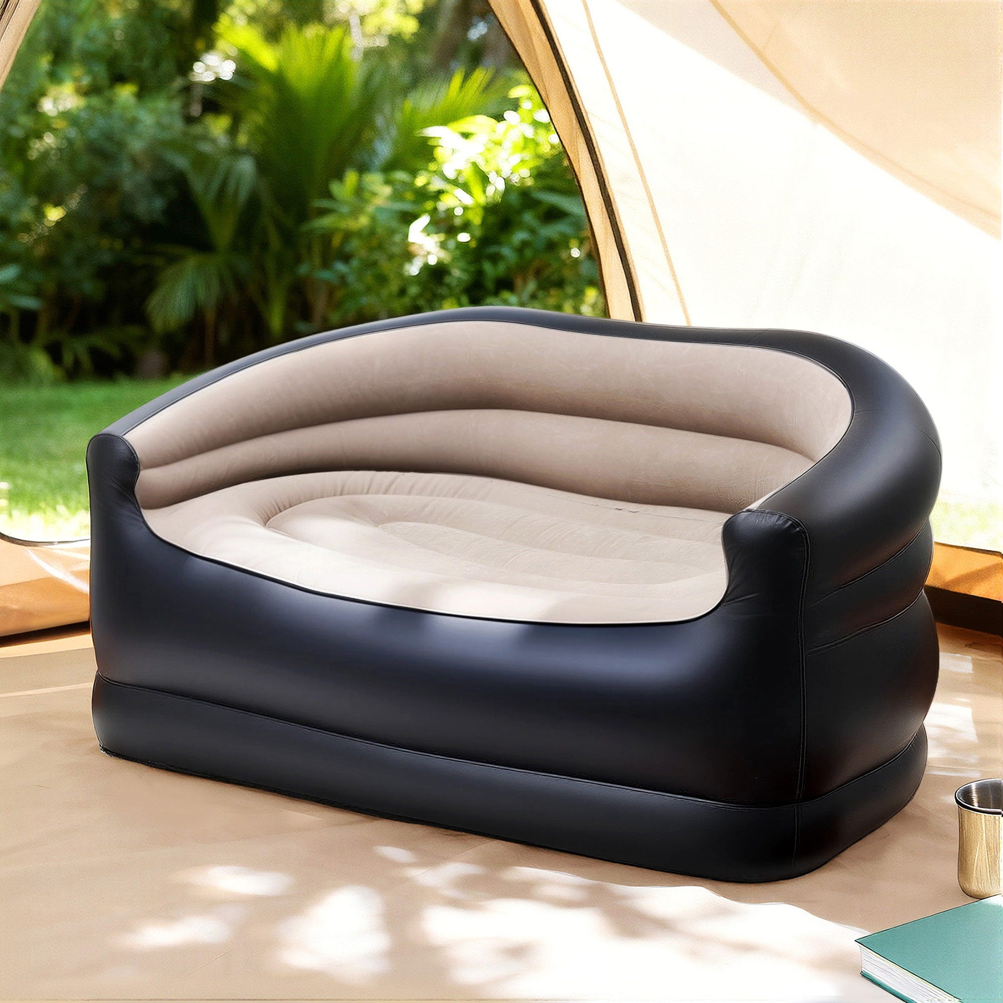 Gardeon Outdoor Air Sofa Inflatable Couch Two-Seater Lounge Chair with Pump Blow Up Couches for Camping IAS-2SEAT-CO