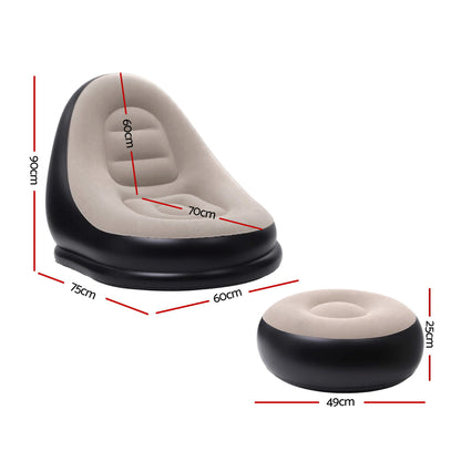 Gardeon Inflatable Chair with Ottoman Air Sofa Blow Up Air Chair for Camping with Pump IAS-OTM-CO