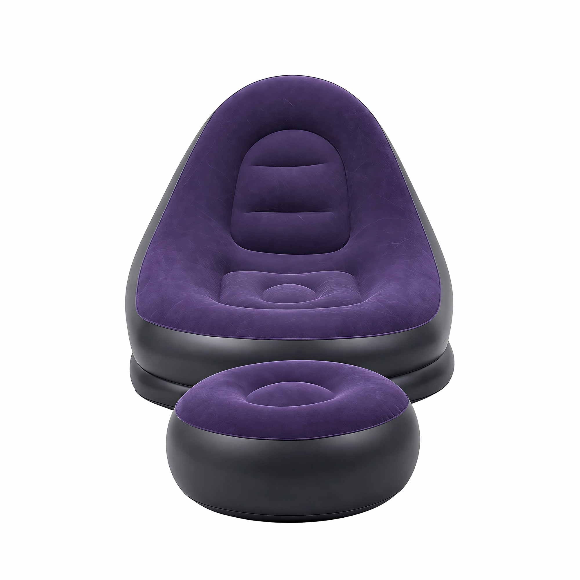 Gardeon Inflatable Chair with Ottoman Air Sofa Blow Up Air Chair for Camping with Pump Purple