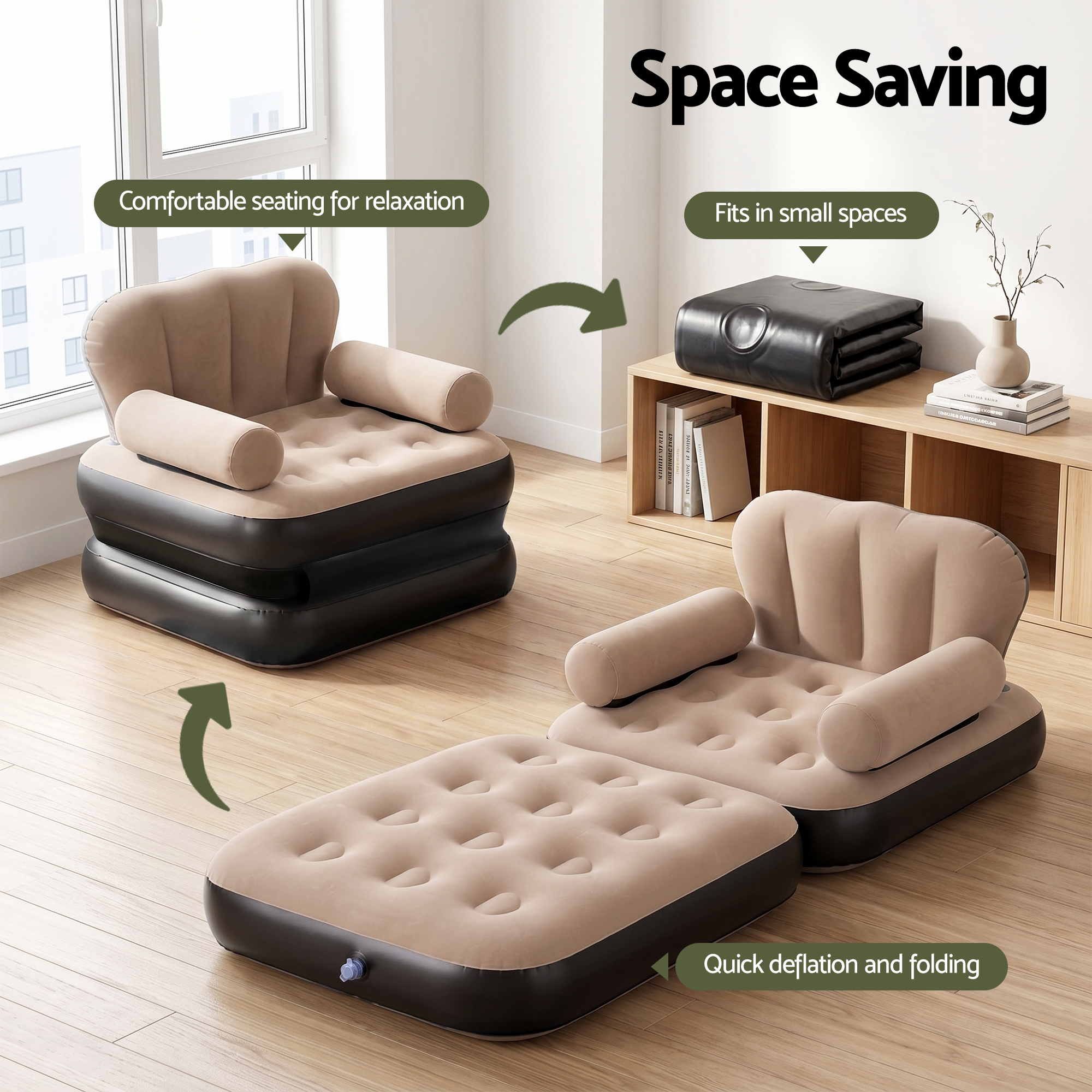 Gardeon Inflatable Chair Sun Lounge Air Sofa Blow Up Air Chair for Camping with Pump