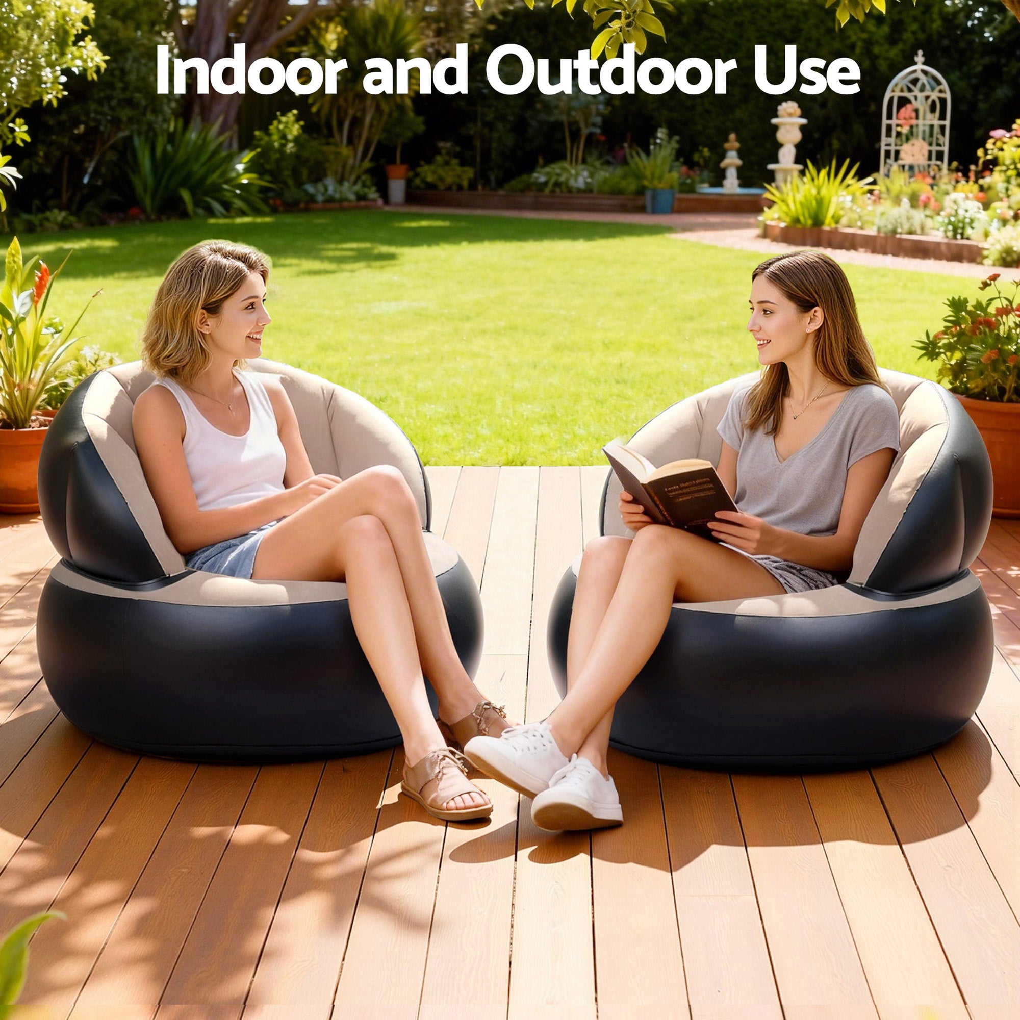 Gardeon Inflatable Chair Blow Up Folding Air Chairs Sofa for Camping with Pump IAS-ROUND-CO