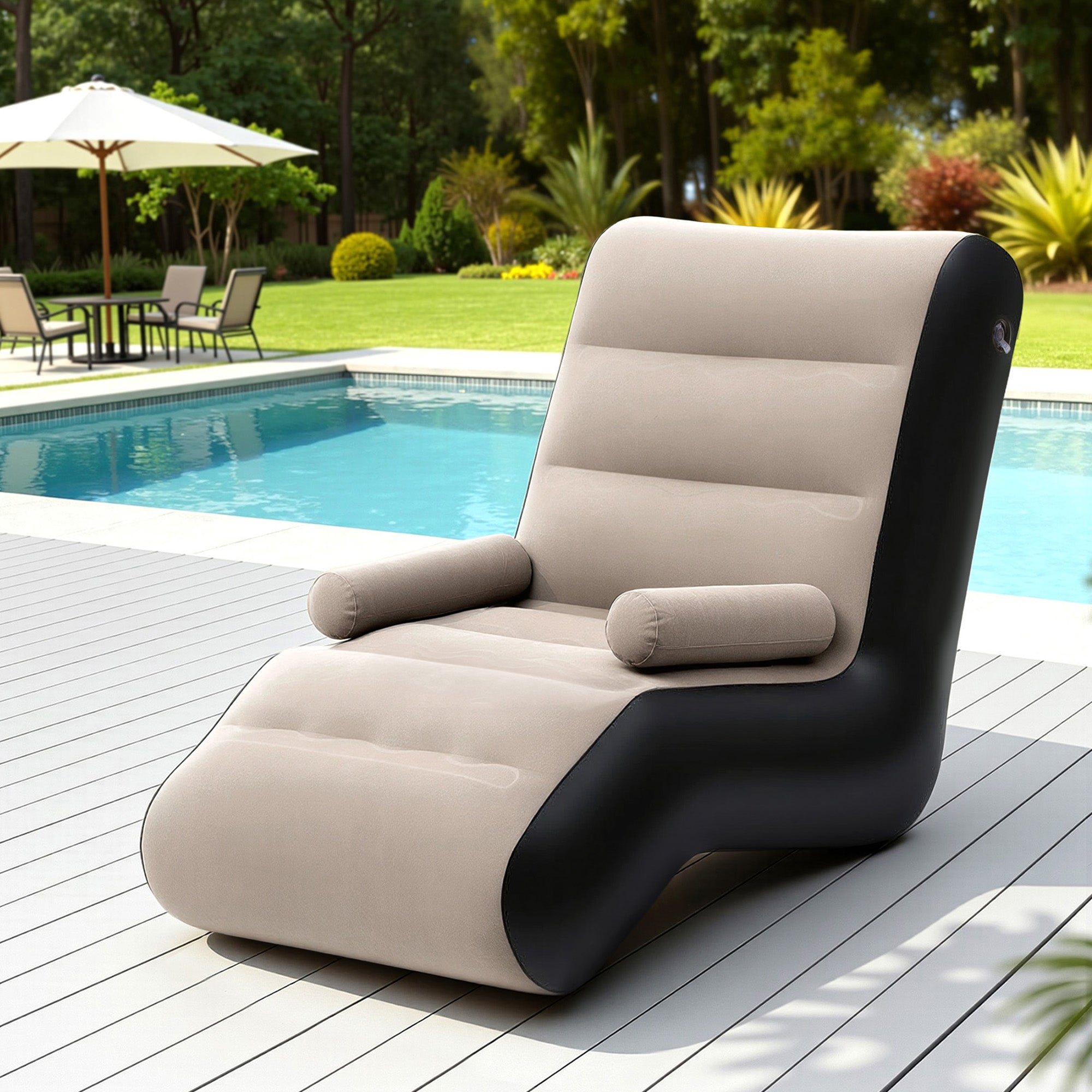 Gardeon Inflatable Chair Sun Lounger Blow Up Folding Air Chairs Sofa for Camping with Pump IAS-SINGLE-CO