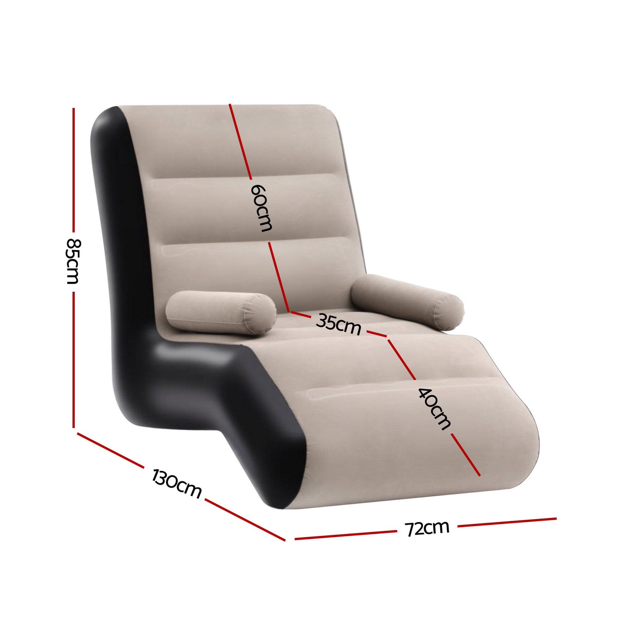 Gardeon Inflatable Chair Sun Lounger Blow Up Folding Air Chairs Sofa for Camping with Pump IAS-SINGLE-CO