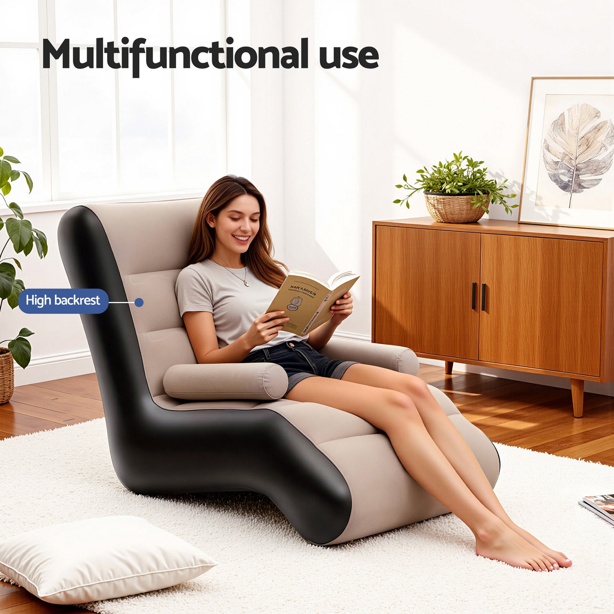 Gardeon Inflatable Chair Sun Lounger Blow Up Folding Air Chairs Sofa for Camping with Pump IAS-SINGLE-CO