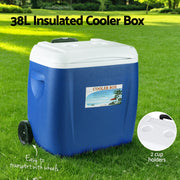 Glacio 38L Portable Ice Cooler Box With Wheels Camping Fridge ICE-COOLER-38L-WHEEL-BL