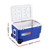 Glacio 60L Portable Ice Cooler Box With Wheels Camping Fridge ICE-COOLER-60L-WHEEL-BL