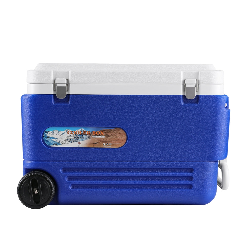 Glacio 60L Portable Ice Cooler Box With Wheels Camping Fridge ICE-COOLER-60L-WHEEL-BL