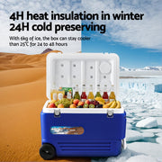 Glacio 60L Portable Ice Cooler Box With Wheels Camping Fridge ICE-COOLER-60L-WHEEL-BL