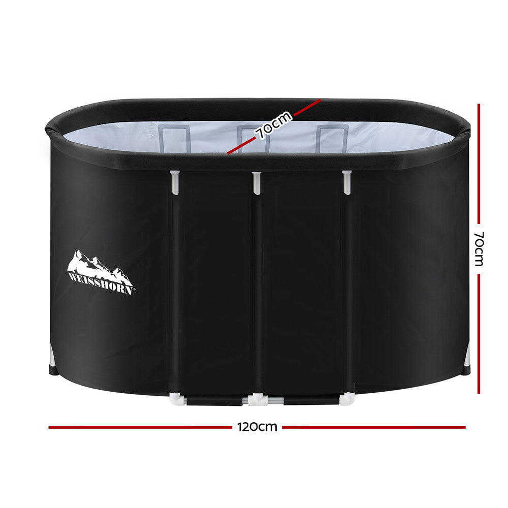 Weisshorn Portable Ice Bath Tub 120x70X70CM Inflatable Cold Water Folding Bathtub Spa Massage ICE-TUB-120X70X70-BK