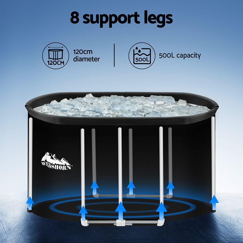 Weisshorn Portable Ice Bath Tub 120x70X70CM Inflatable Cold Water Folding Bathtub Spa Massage ICE-TUB-120X70X70-BK