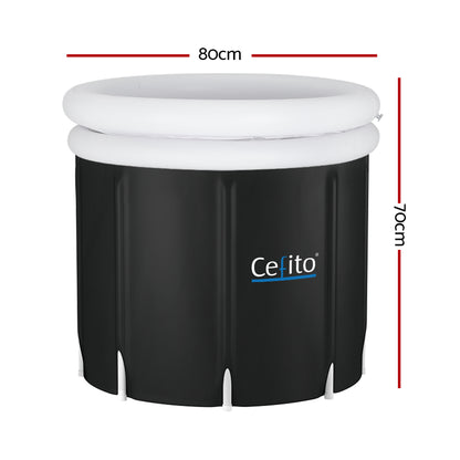 Weisshorn Portable Ice Bath Tub 70X80CM Inflatable Folding Bathtub Spa Massage ICE-TUB-70X80-BK