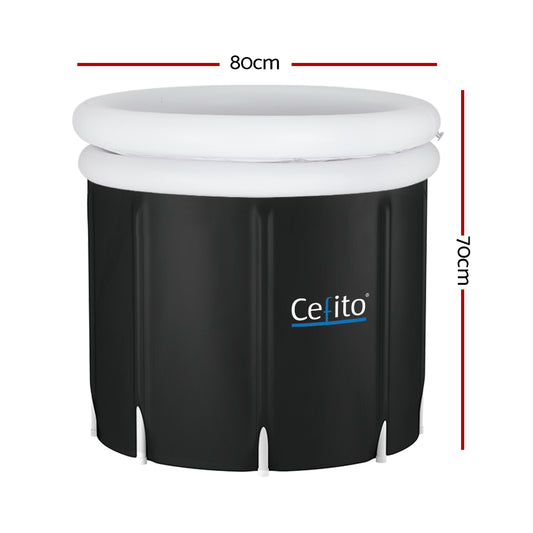 Weisshorn Portable Ice Bath Tub 70X80CM Inflatable Folding Bathtub Spa Massage ICE-TUB-70X80-BK
