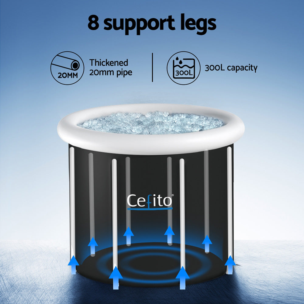 Weisshorn Portable Ice Bath Tub 70X80CM Inflatable Folding Bathtub Spa Massage ICE-TUB-70X80-BK