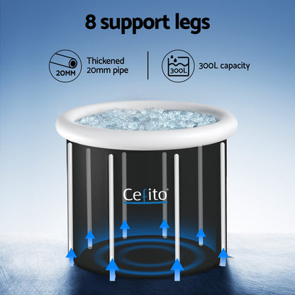 Weisshorn Portable Ice Bath Tub 70X80CM Inflatable Folding Bathtub Spa Massage ICE-TUB-70X80-BK