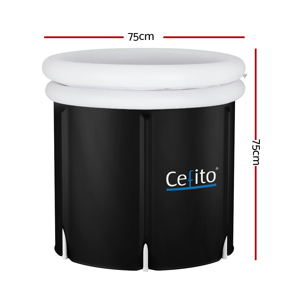 Weisshorn Portable Ice Bath Tub 75X75CM Inflatable Folding Bathtub Spa Massage ICE-TUB-75X75-BK