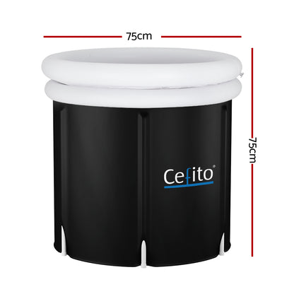 Weisshorn Portable Ice Bath Tub 75X75CM Inflatable Folding Bathtub Spa Massage ICE-TUB-75X75-BK