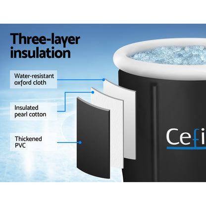 Weisshorn Portable Ice Bath Tub 75X75CM Inflatable Folding Bathtub Spa Massage ICE-TUB-75X75-BK