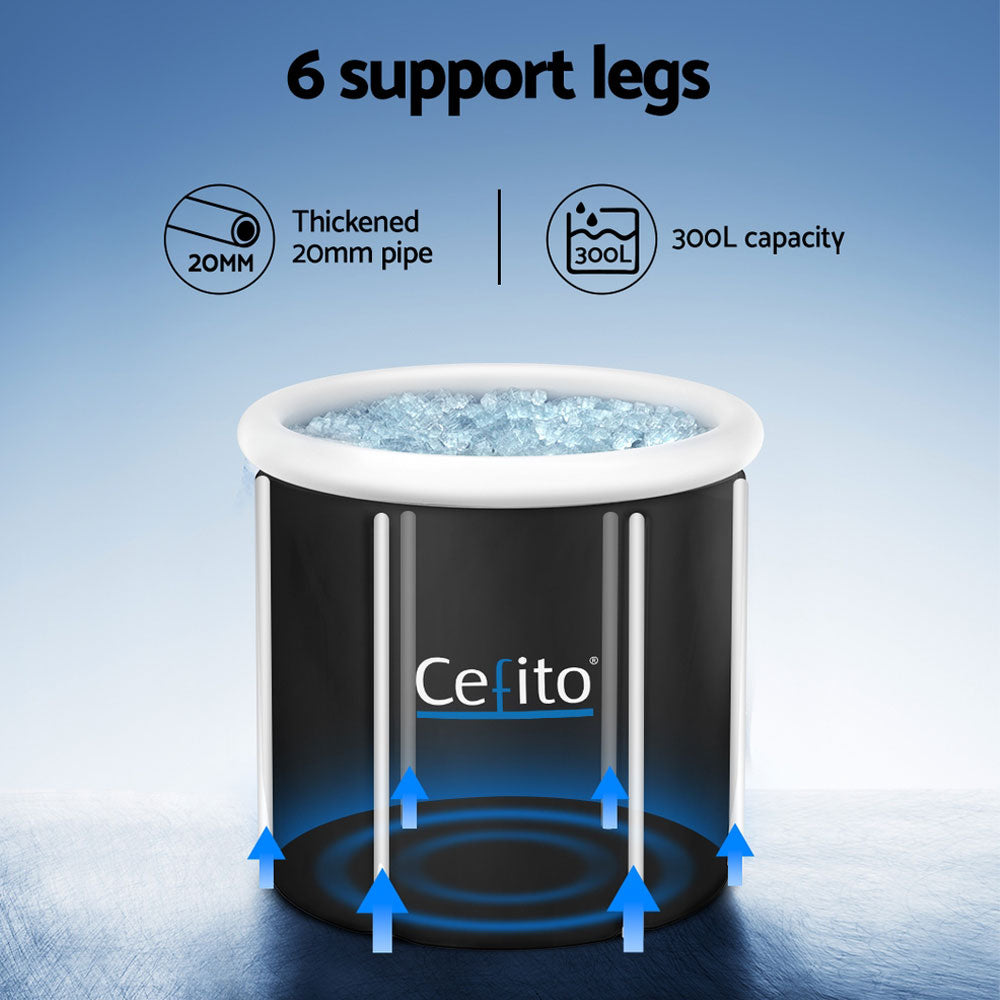 Weisshorn Portable Ice Bath Tub 75X75CM Inflatable Folding Bathtub Spa Massage ICE-TUB-75X75-BK