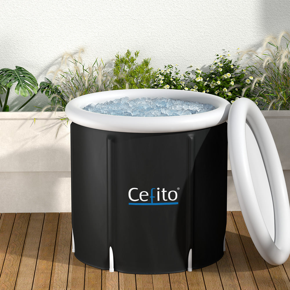 Weisshorn Portable Ice Bath Tub 75X75CM Inflatable Folding Bathtub Spa Massage ICE-TUB-75X75-BK