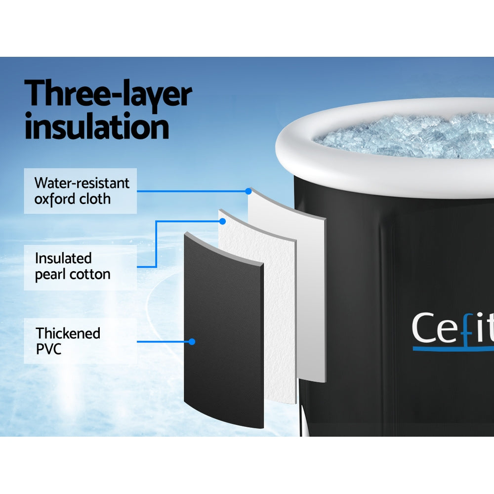 Weisshorn Portable Ice Bath Tub 80X80CM Inflatable Folding Bathtub Spa Massage ICE-TUB-80X80-BK
