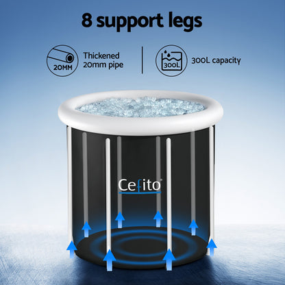 Weisshorn Portable Ice Bath Tub 80X80CM Inflatable Folding Bathtub Spa Massage ICE-TUB-80X80-BK