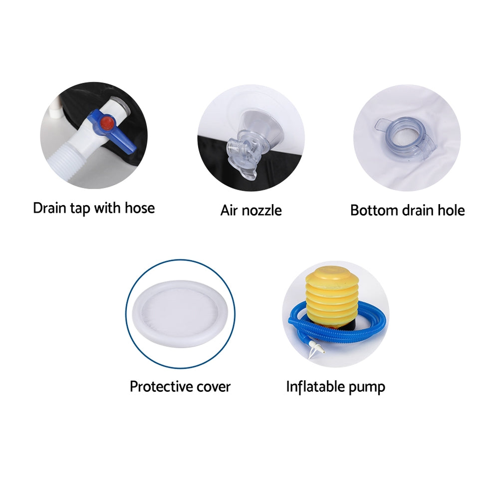Weisshorn Portable Ice Bath Tub 80X80CM Inflatable Folding Bathtub Spa Massage ICE-TUB-80X80-BK