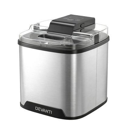 Devanti Ice Cream Maker Machine 2L Homemade Gelato Sorbet Frozen Drinks Sliver ICM-A-SFS02-BK
