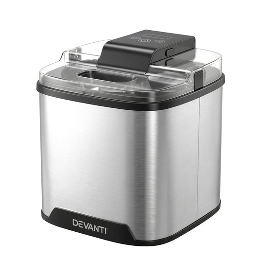 Devanti Ice Cream Maker Machine 2L Homemade Gelato Sorbet Frozen Drinks Sliver ICM-A-SFS02-BK