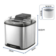 Devanti Ice Cream Maker Machine 2L Homemade Gelato Sorbet Frozen Drinks Sliver ICM-A-SFS02-BK