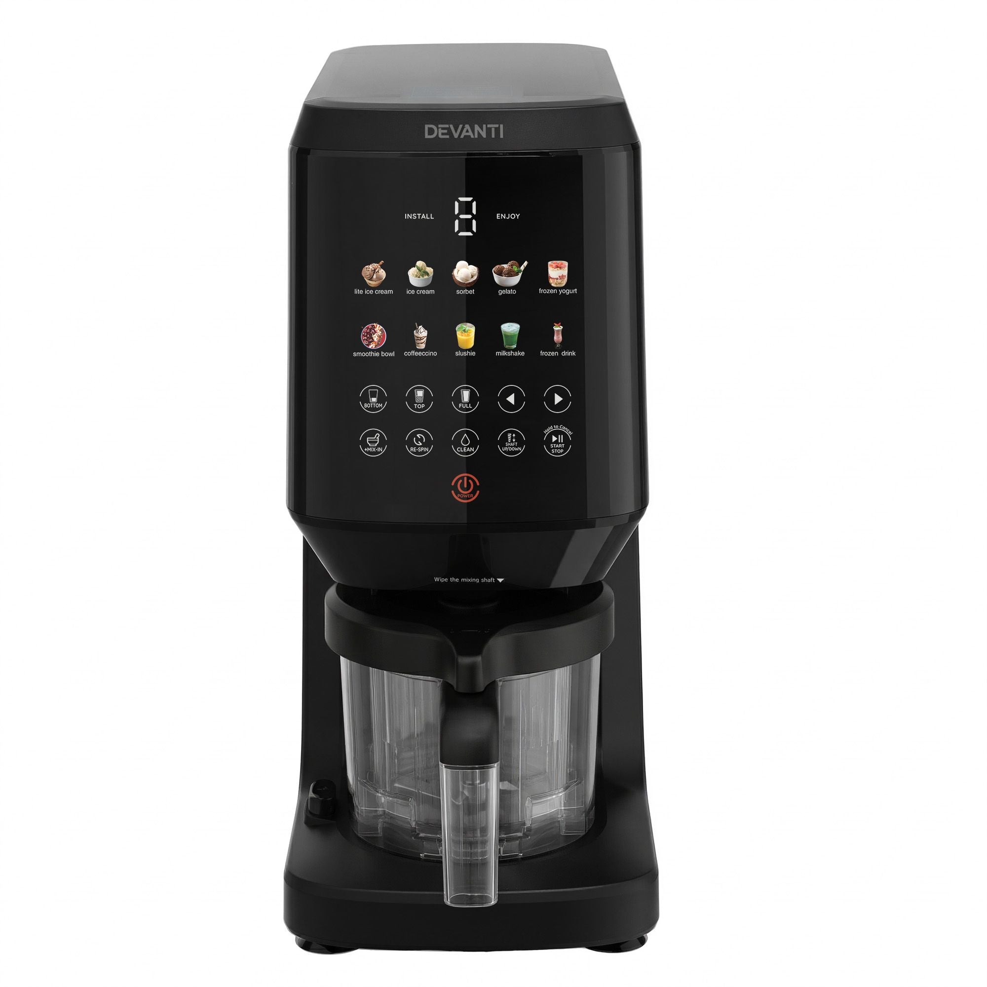 Devanti 10-in-1 Ice Cream Maker Machine Homemade Gelato Sorbet Smart Portion Control Custom Mix-Ins ICM-SFS01-BK