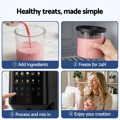 Devanti 10-in-1 Ice Cream Maker Machine Homemade Gelato Sorbet Smart Portion Control Custom Mix-Ins ICM-SFS01-BK