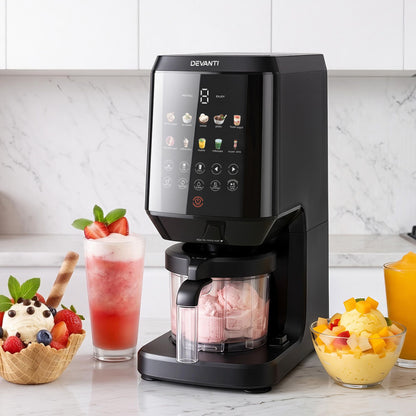Devanti 10-in-1 Ice Cream Maker Machine Homemade Gelato Sorbet Smart Portion Control Custom Mix-Ins ICM-SFS01-BK