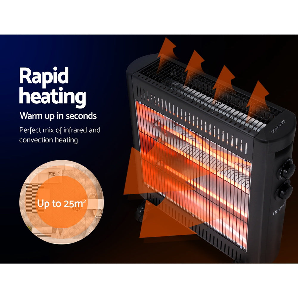 Devanti 2200W Infrared Heater Radiant Heaters IH-B21-BK