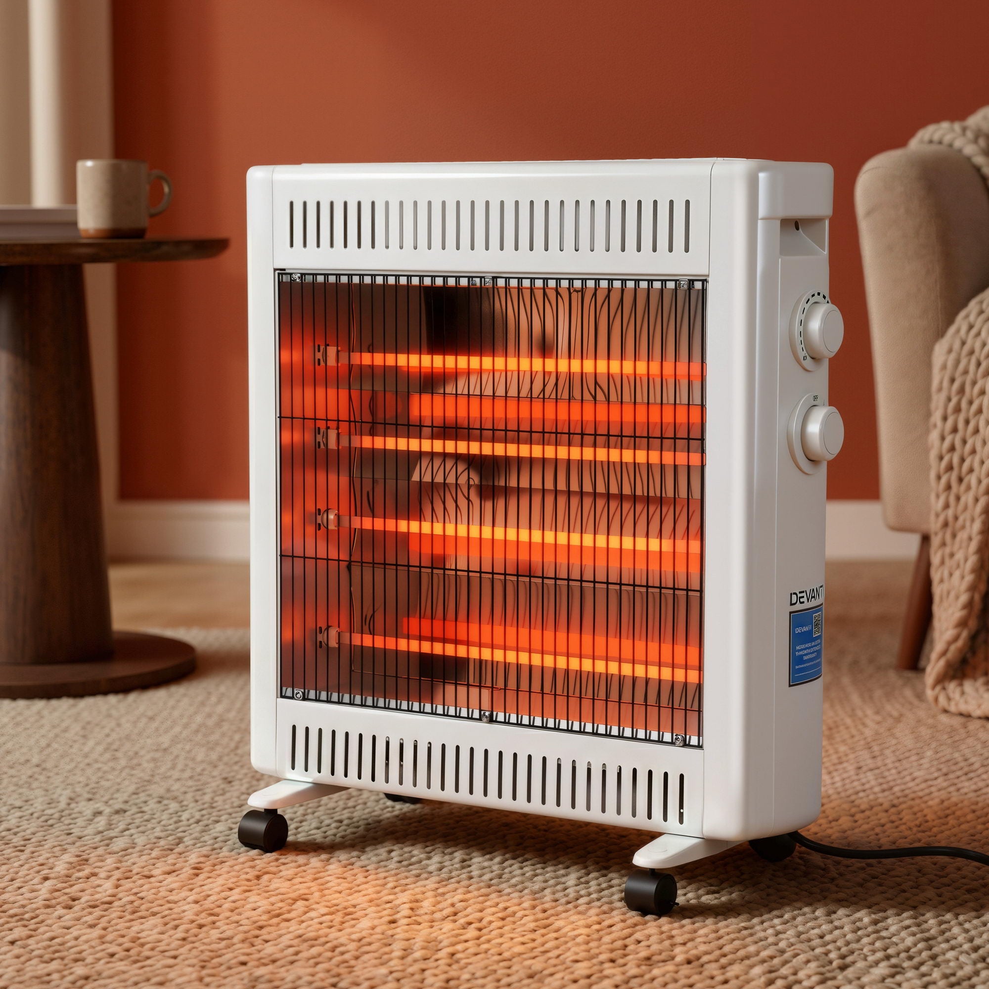 Devanti 2200W Infrared Radiant Heater Portable Electric Space Heating White IH-B21-WH