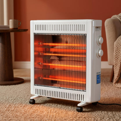 Devanti 2200W Infrared Radiant Heater Portable Electric Space Heating White IH-B21-WH