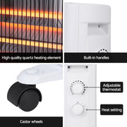 Devanti 2200W Infrared Radiant Heater Portable Electric Space Heating White IH-B21-WH