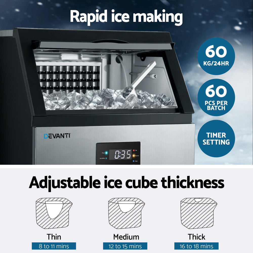 Devanti 60kg Ice Maker Commercial Machine IM-A-ZB60F-COM