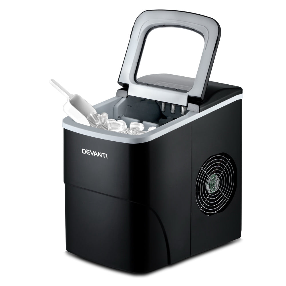 DEVANTi Portable Ice Cube Maker Machine 2L Home Bar Benchtop Easy Quick Black IM-ZB-12B-BK