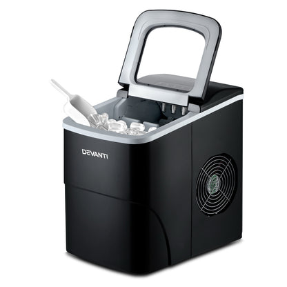 DEVANTi Portable Ice Cube Maker Machine 2L Home Bar Benchtop Easy Quick Black IM-ZB-12B-BK